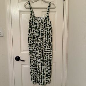 Time and Tru Green and White Maxi Dress summer vacation farmers market cruise